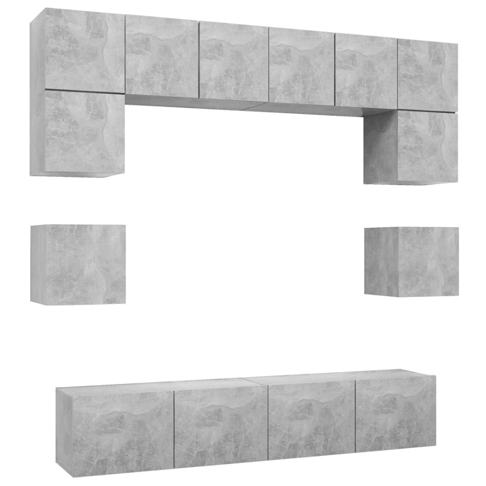 Set muebles de salón TV 8 pzas madera ingeniería gris