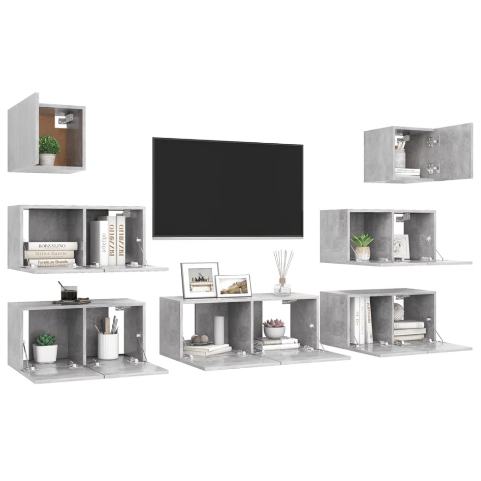 Set muebles de salón TV 7 pzas madera ingeniería gris
