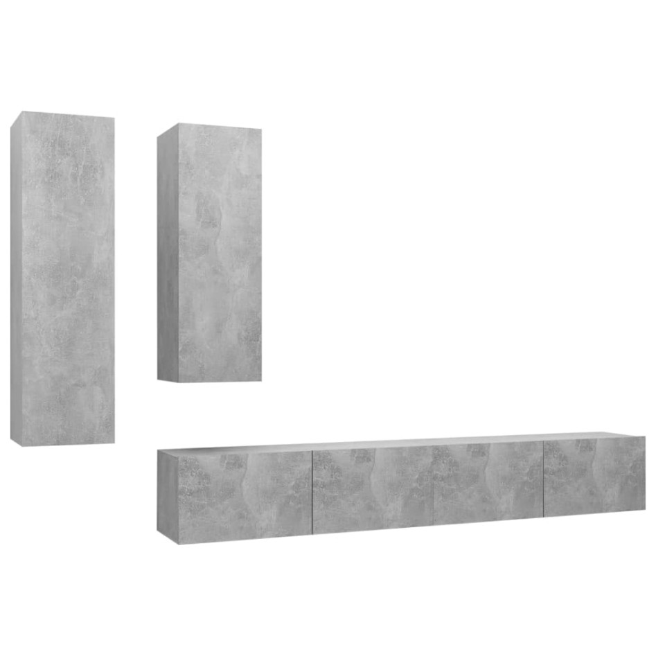Set muebles de salón TV 4 pzas madera ingeniería gris