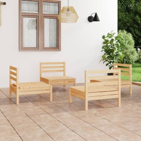 Juego de muebles de jardín 4 piezas madera de pino