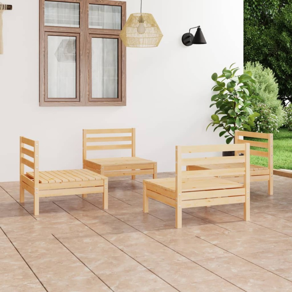Juego de muebles de jardín 4 piezas madera de pino