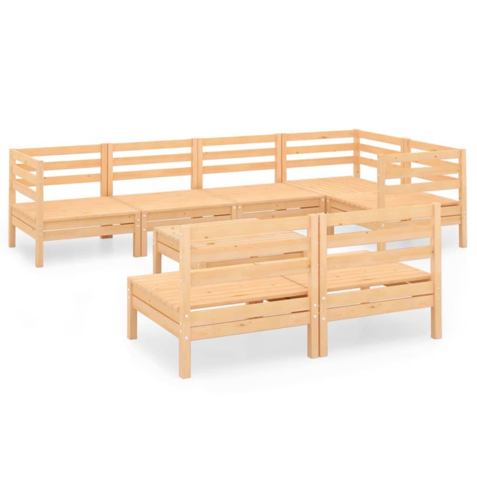 Juego de muebles de jardín 8 piezas madera maciza de