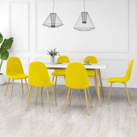 Sillas de comedor 6 uds terciopelo amarillo