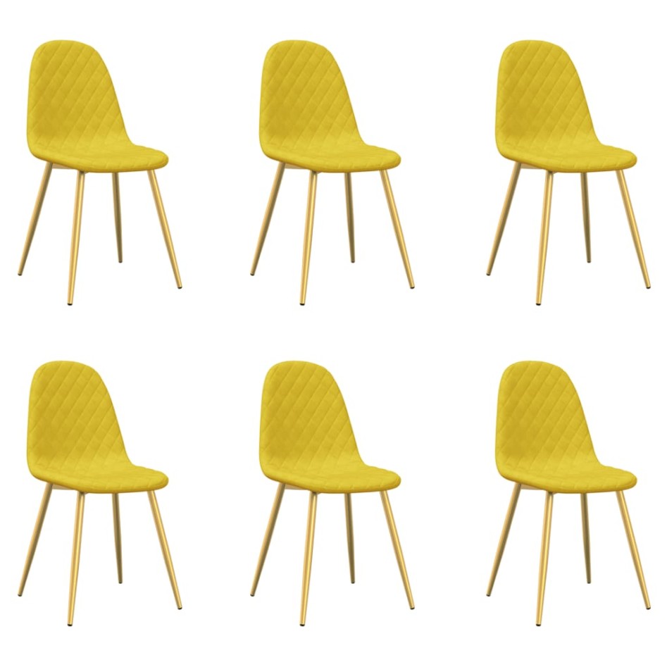 Sillas de comedor 6 uds terciopelo amarillo