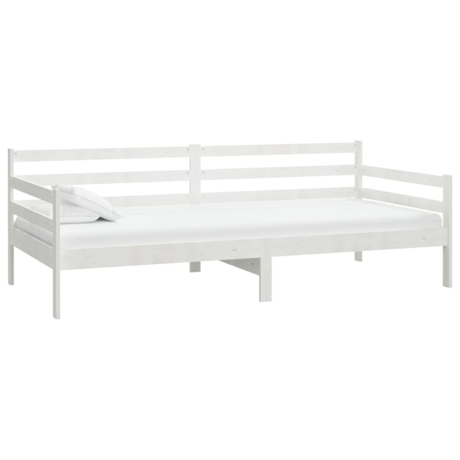 Sofá cama con colchón madera de pino maciza blanco 90x200