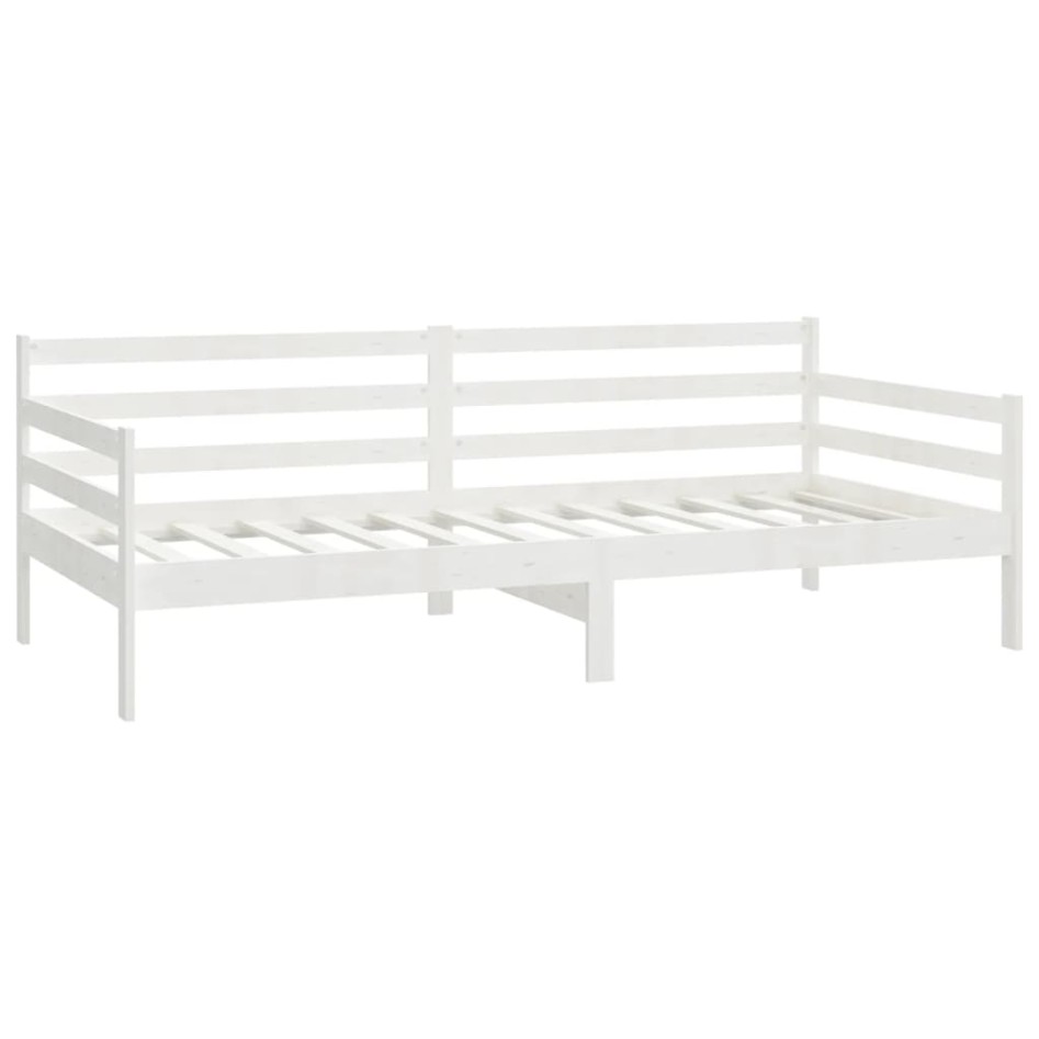 Sofá cama con colchón madera de pino maciza blanco 90x200