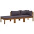 Muebles de jardín 3 pzas cojines madera maciza de