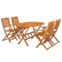 Juego de comedor de jardín 5 piezas madera maciza de