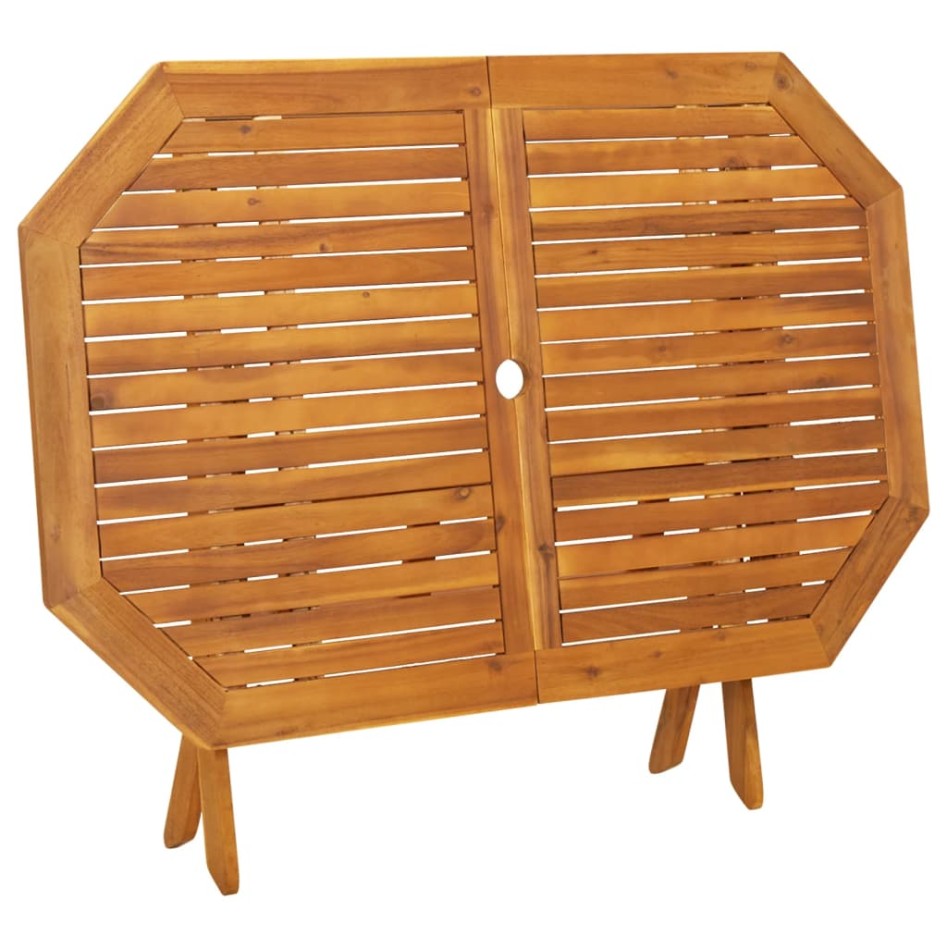 Juego de comedor de jardín 5 piezas madera maciza de