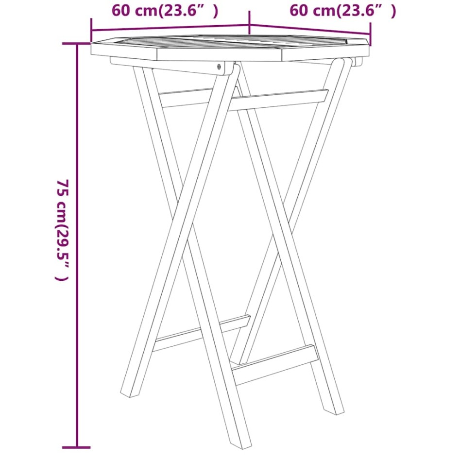 Juego de comedor para jardín 3 piezas madera maciza de