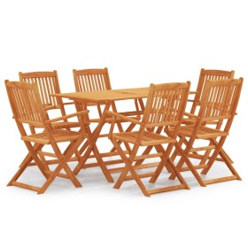 Set de comedor de jardín plegable 7 pzas madera