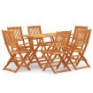Set de comedor de jardín plegable 7 pzas madera eucalipto