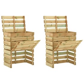 Compostadores de láminas 2 uds madera de pino 80x50x100