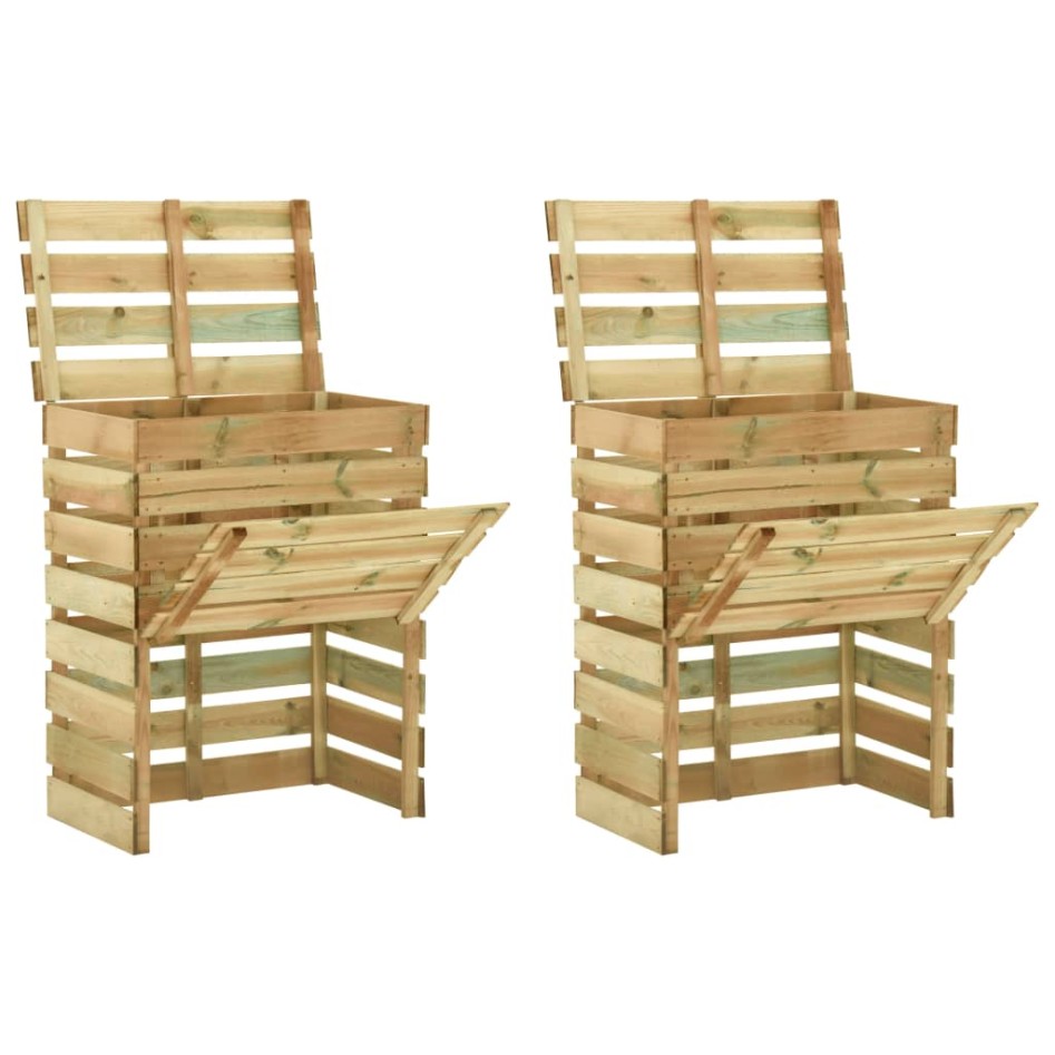Compostadores de láminas 2 uds madera de pino 80x50x100