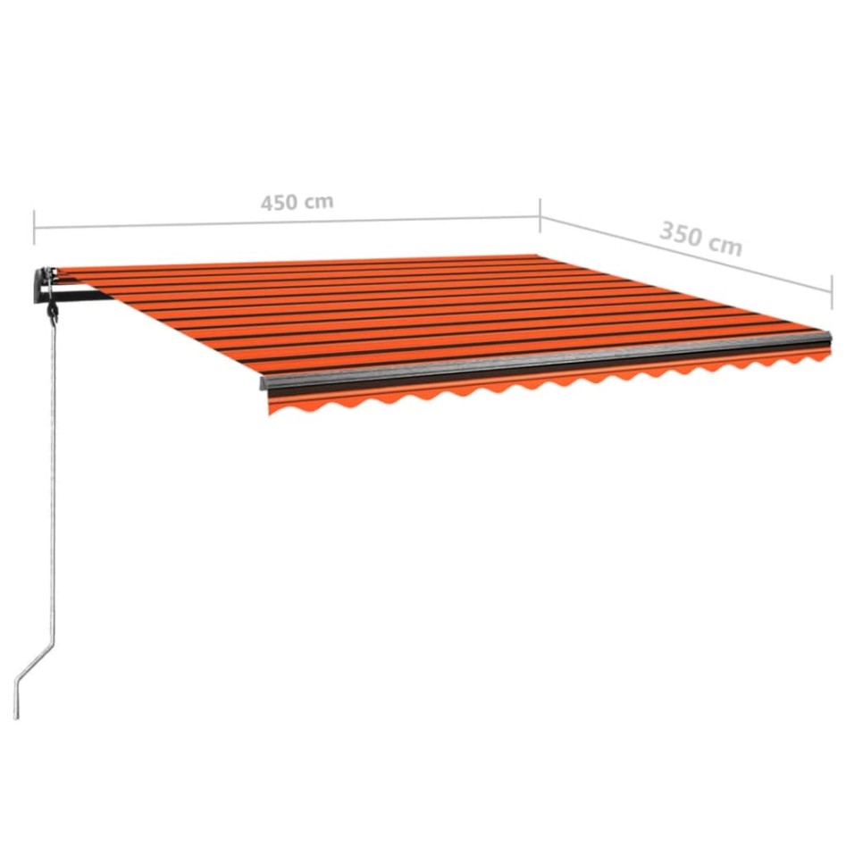 Toldo de pie retráctil manual naranja y marrón 450x350