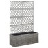 Enrejado y arriate 3 macetas ratán sintético gris 83x30x130