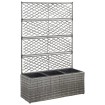 Enrejado y arriate 3 macetas ratán sintético gris 83x30x130 cm