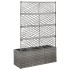 Enrejado y arriate 3 macetas ratán sintético gris 83x30x130