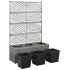 Enrejado y arriate 3 macetas ratán sintético gris 83x30x130
