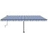 Toldo retráctil manual con luz LED azul y blanco 500x350