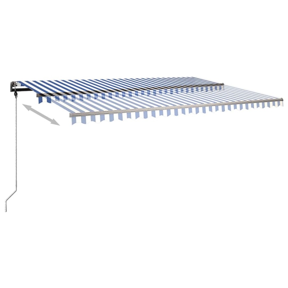 Toldo retráctil manual con luz LED azul y blanco 500x350
