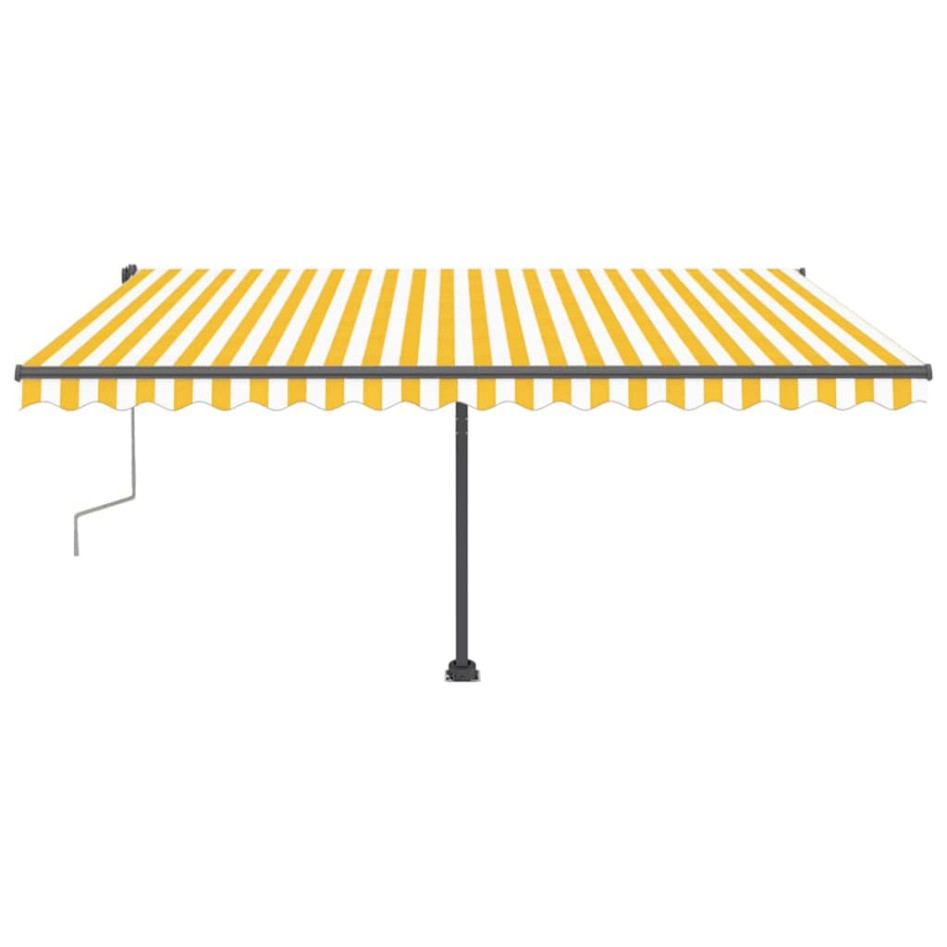 Toldo de pie retráctil manual amarillo y blanco 400x300