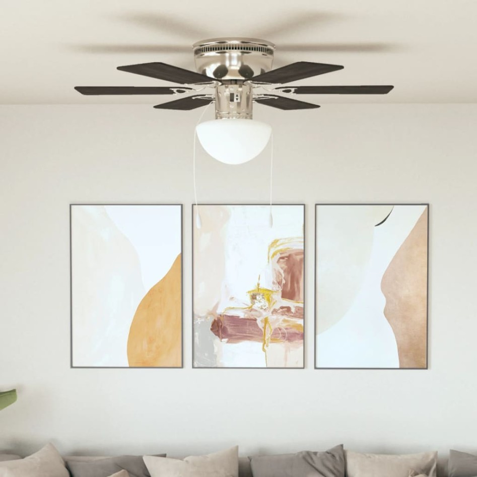 Ventilador de techo adornado con lámpara 82 cm marrón