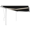 Toldo retráctil manual con luz LED gris antracita 4,5x3 m