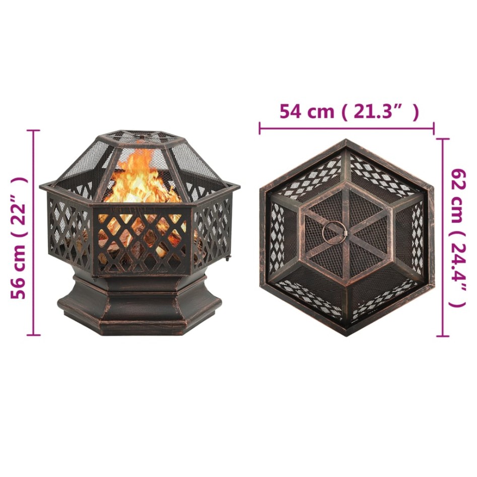 Brasero con atizador acero 62x54x56