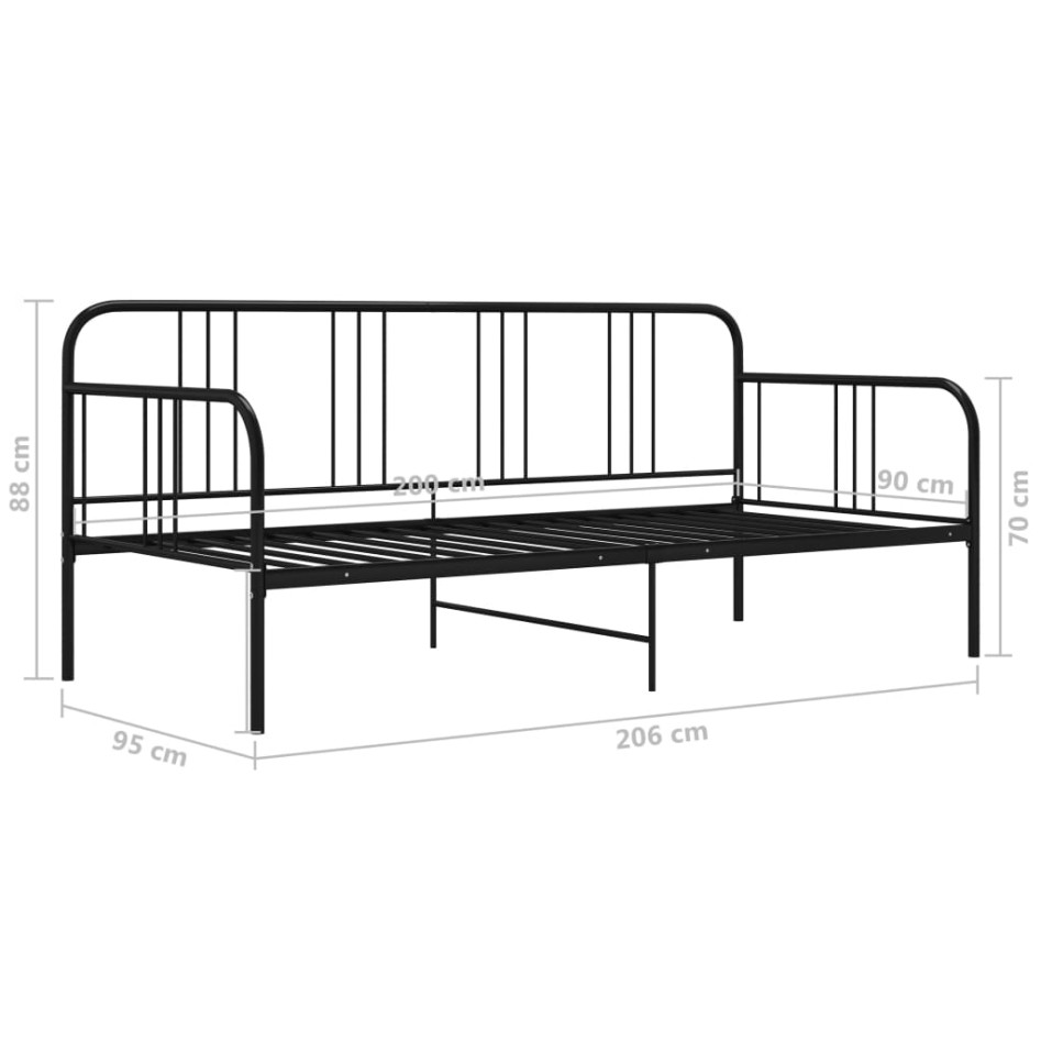 Estructura de sofá cama sin colchón metal negro 90x200