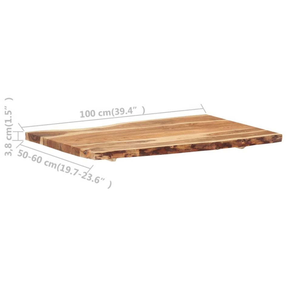 Superficie de mesa de madera maciza de acacia 100x(50-60)x3,8