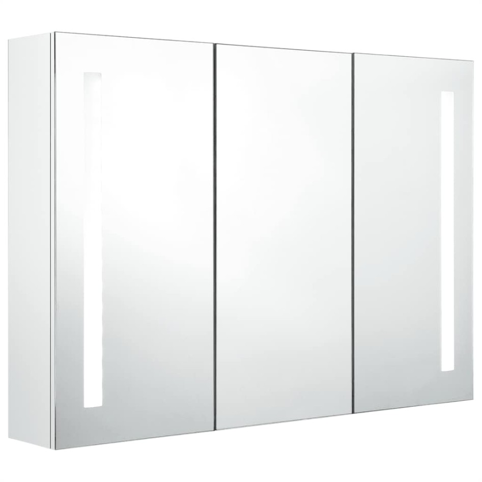 Mueble de baño con espejo LED blanco brillante 89x14x62