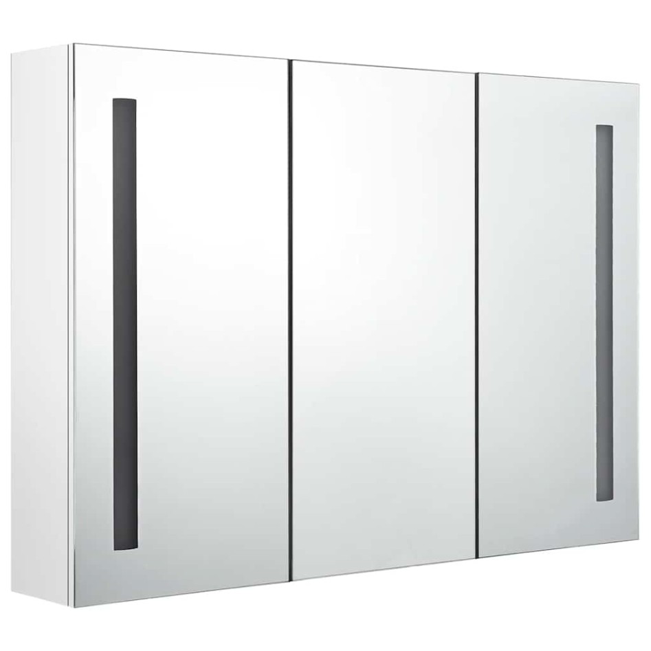 Mueble de baño con espejo LED blanco brillante 89x14x62