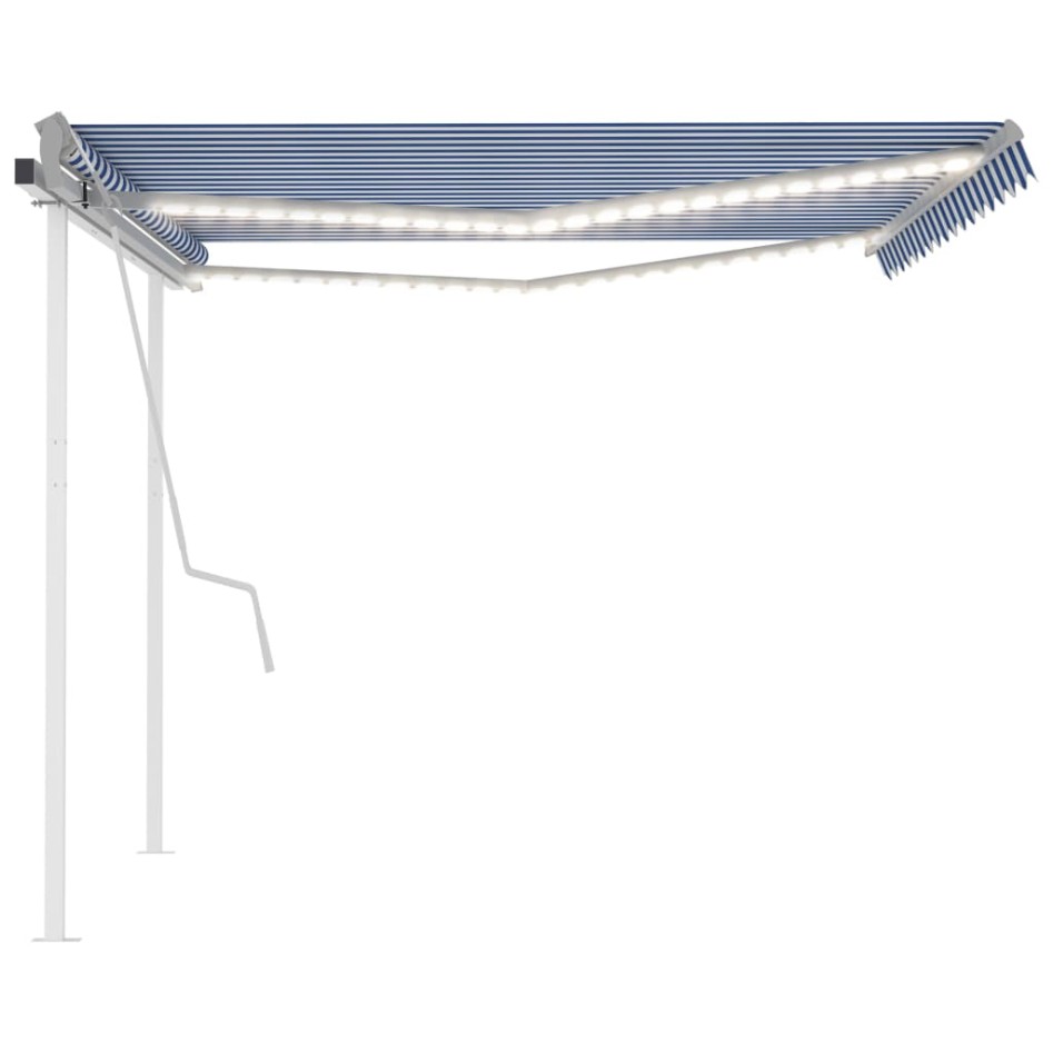 Toldo manual retráctil con LED azul y blanco 4,5x3,5