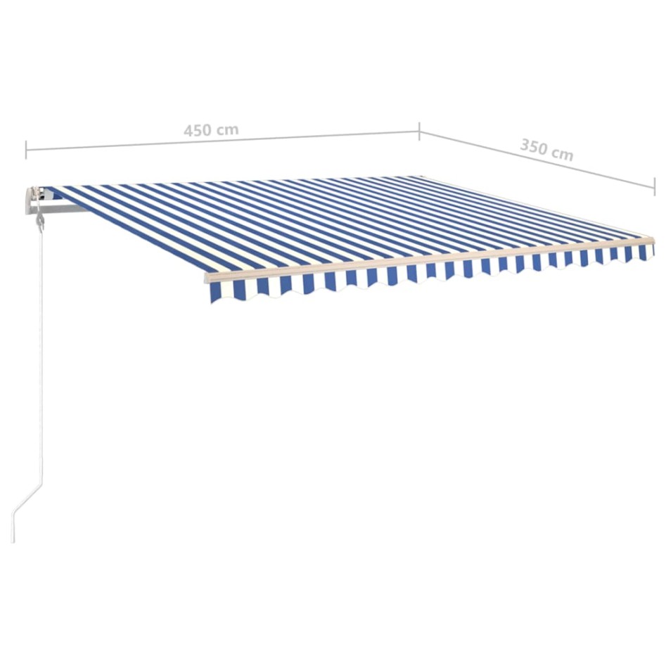 Toldo manual retráctil con LED azul y blanco 4,5x3,5
