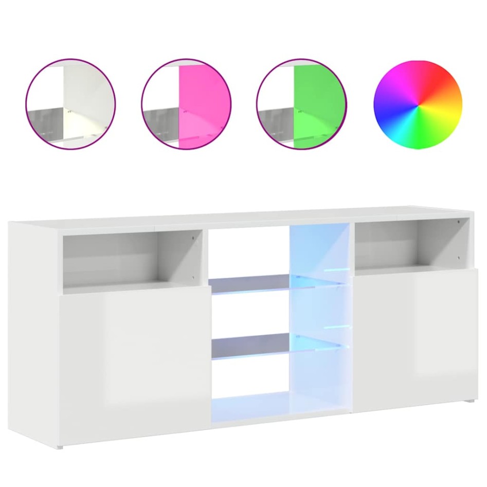 Mueble de TV con luces LED blanco brillante 120x30x50