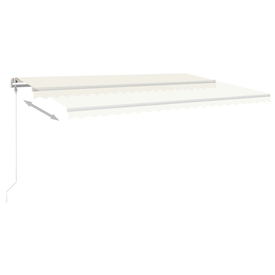 Toldo manual retráctil con luz LED crema 5x3,5