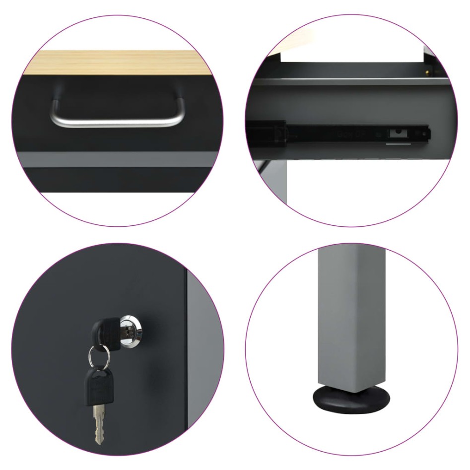 Banco de trabajo de acero negro 160x60x85