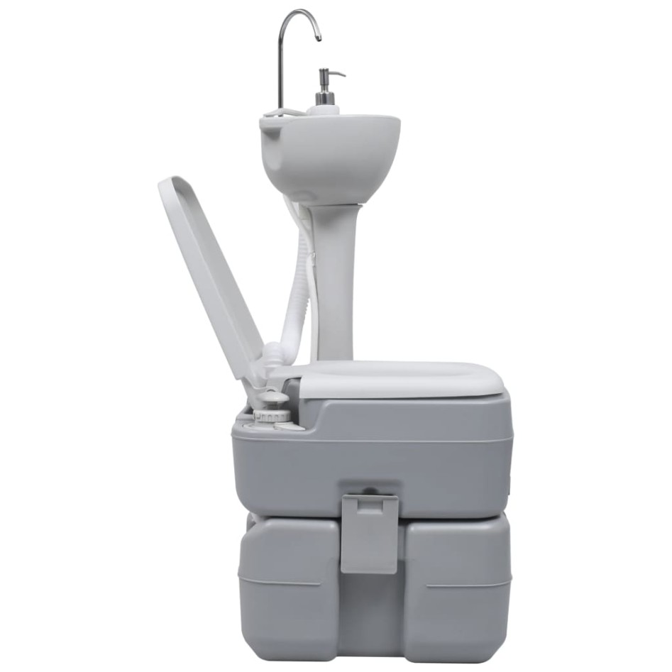 Set de lavabo con pedestal e inodoro portátil para camping