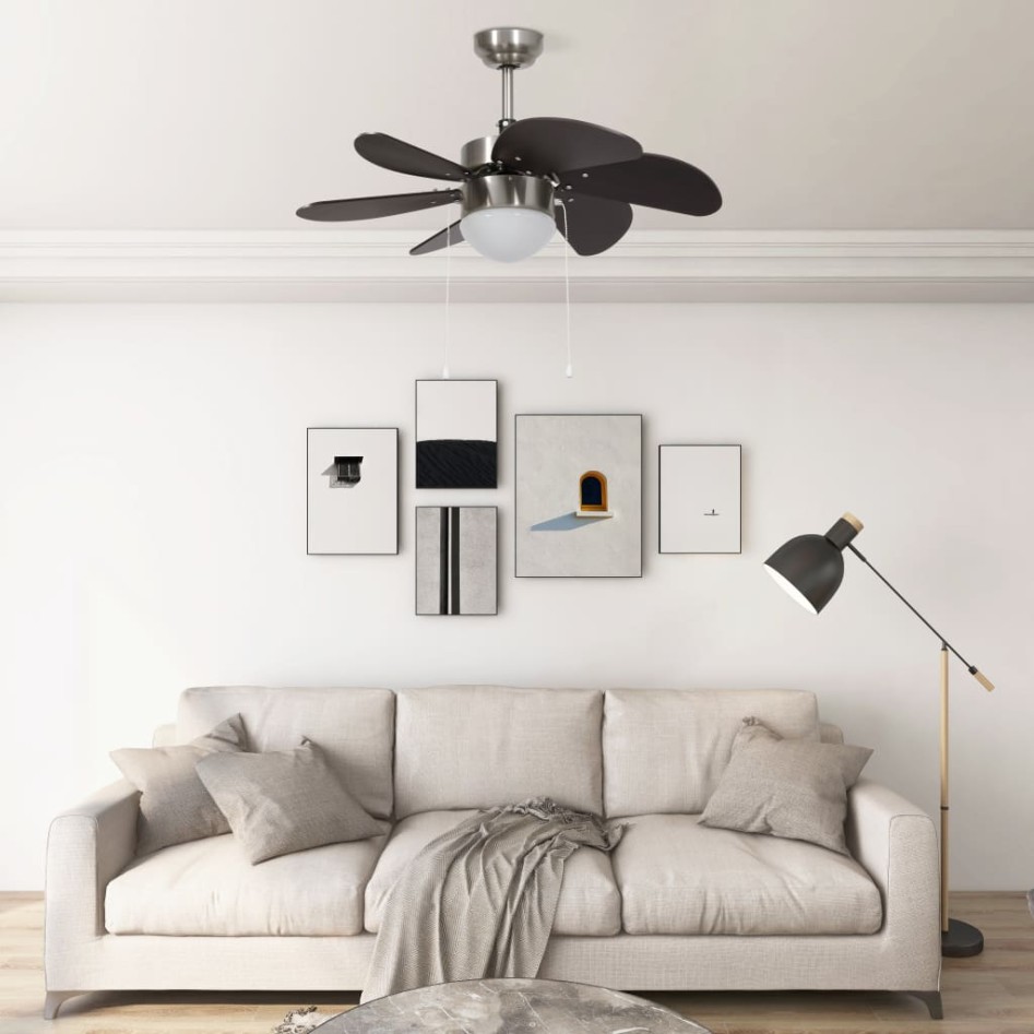 Ventilador de techo con lámpara marrón oscuro 76