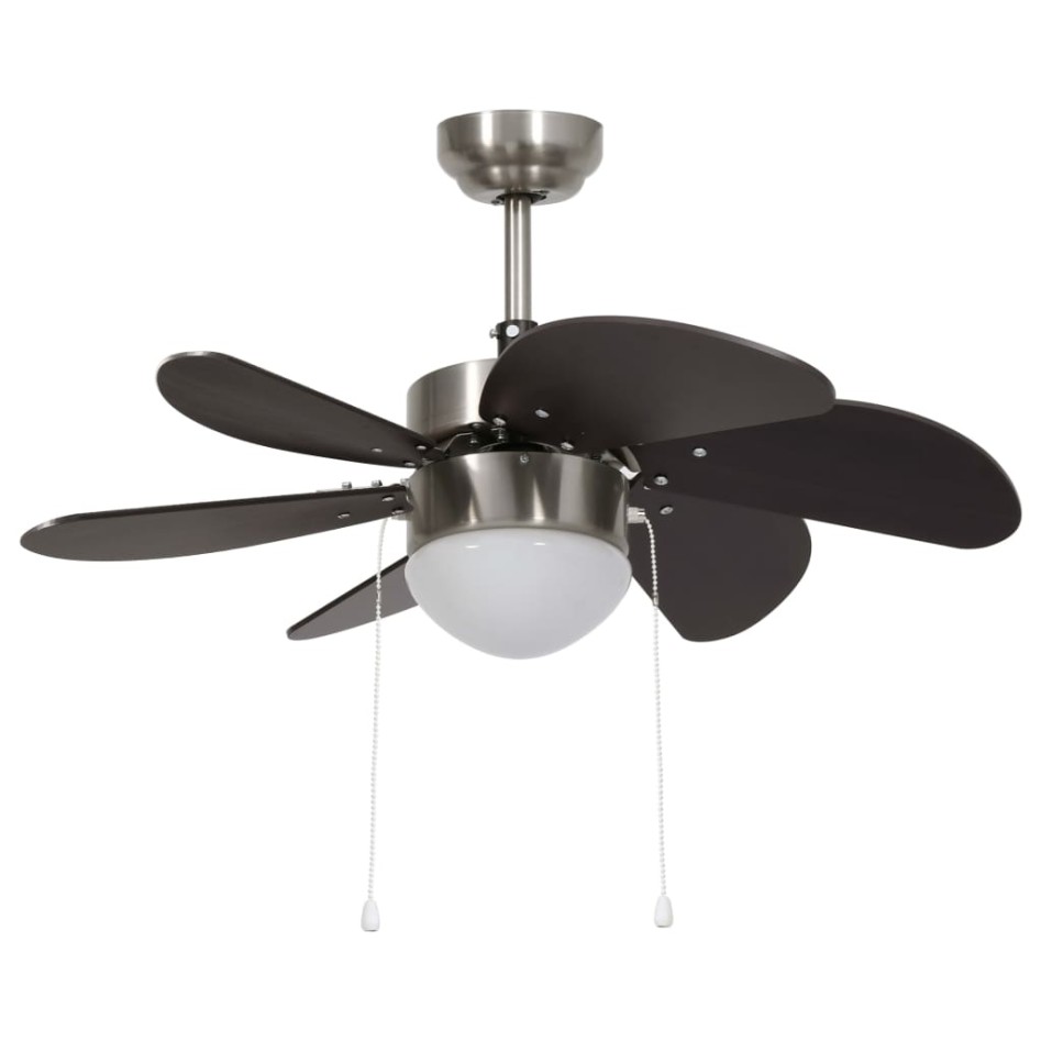 Ventilador de techo con lámpara marrón oscuro 76