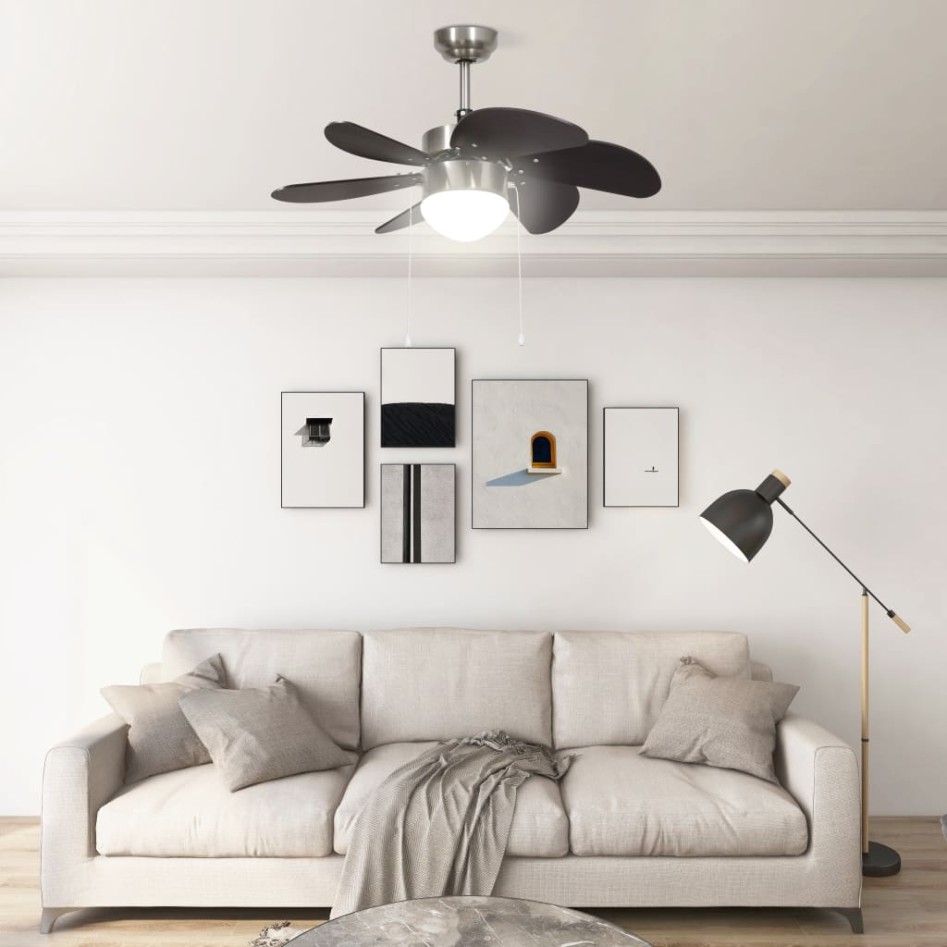 Ventilador de techo con lámpara marrón oscuro 76