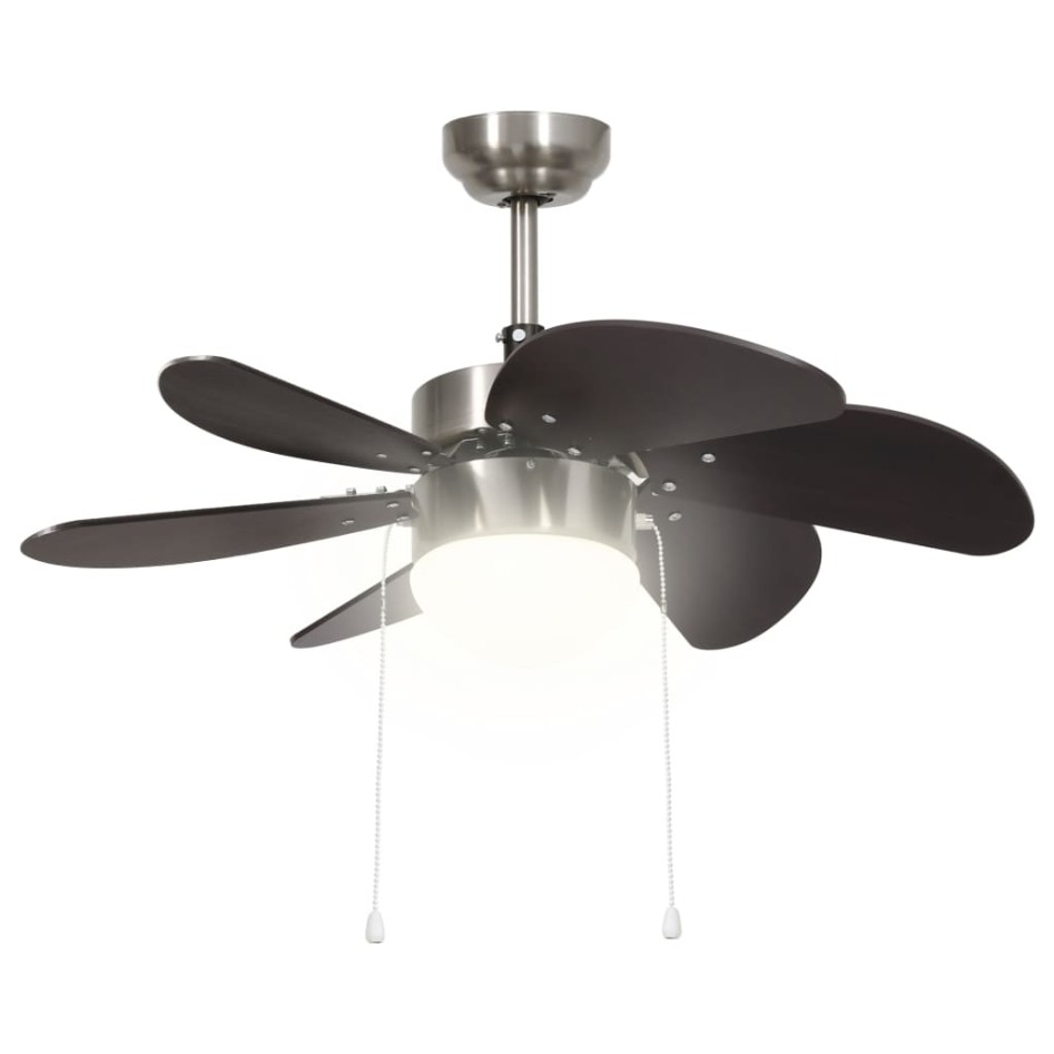 Ventilador de techo con lámpara marrón oscuro 76