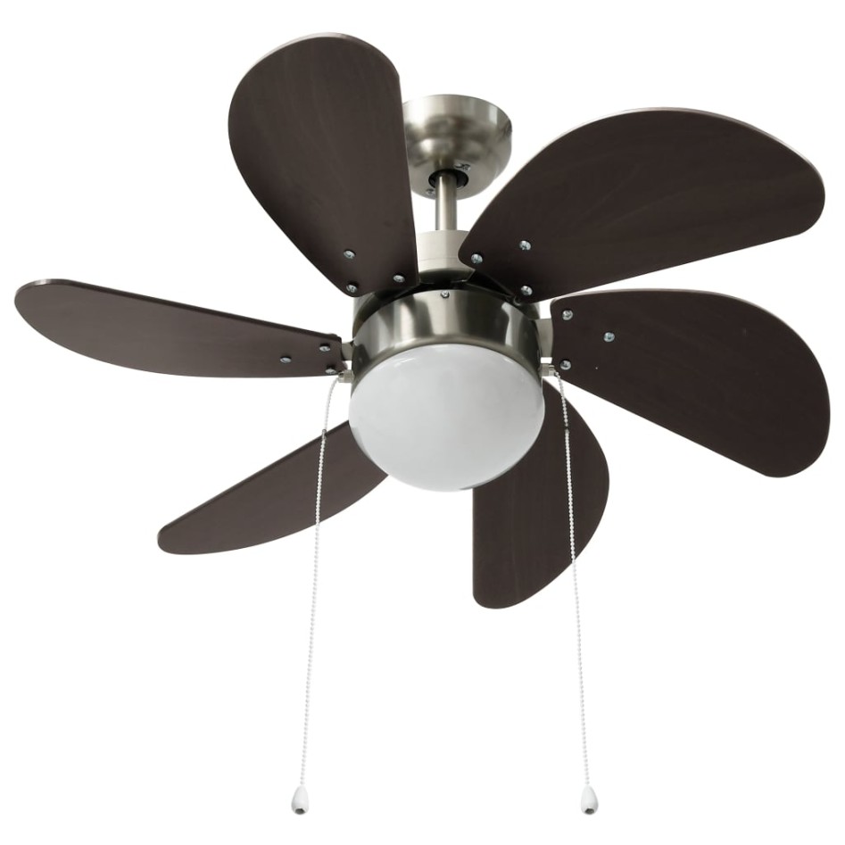 Ventilador de techo con lámpara marrón oscuro 76