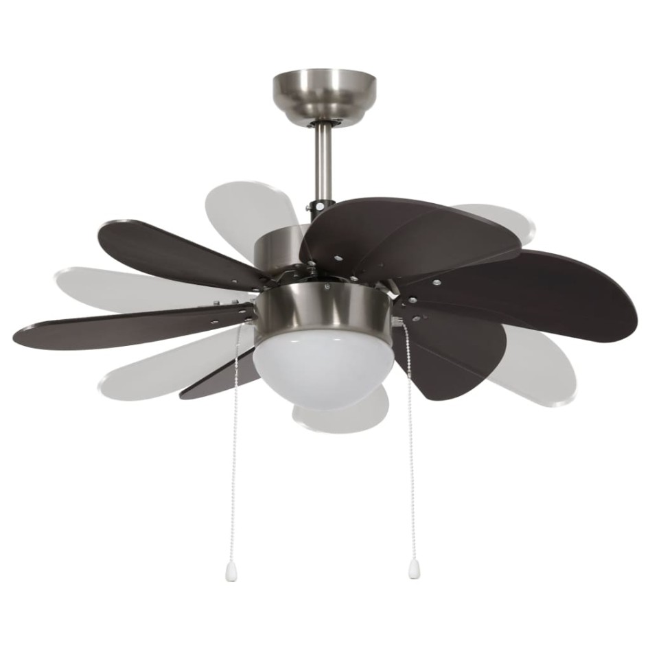 Ventilador de techo con lámpara marrón oscuro 76