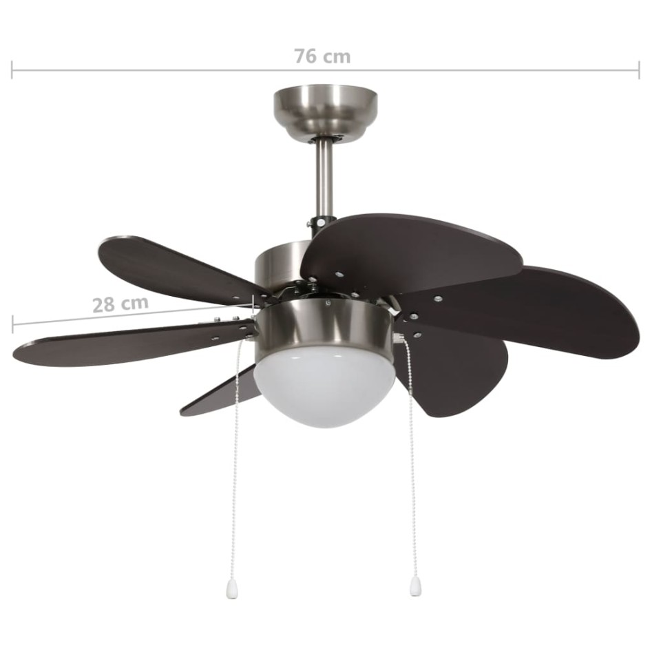 Ventilador de techo con lámpara marrón oscuro 76