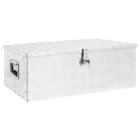 Caja de almacenaje de aluminio plateado 90x47x33,5