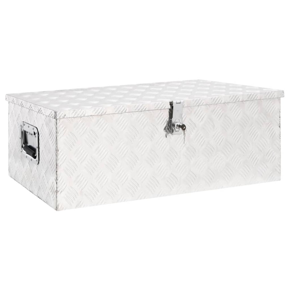 Caja de almacenaje de aluminio plateado 90x47x33,5