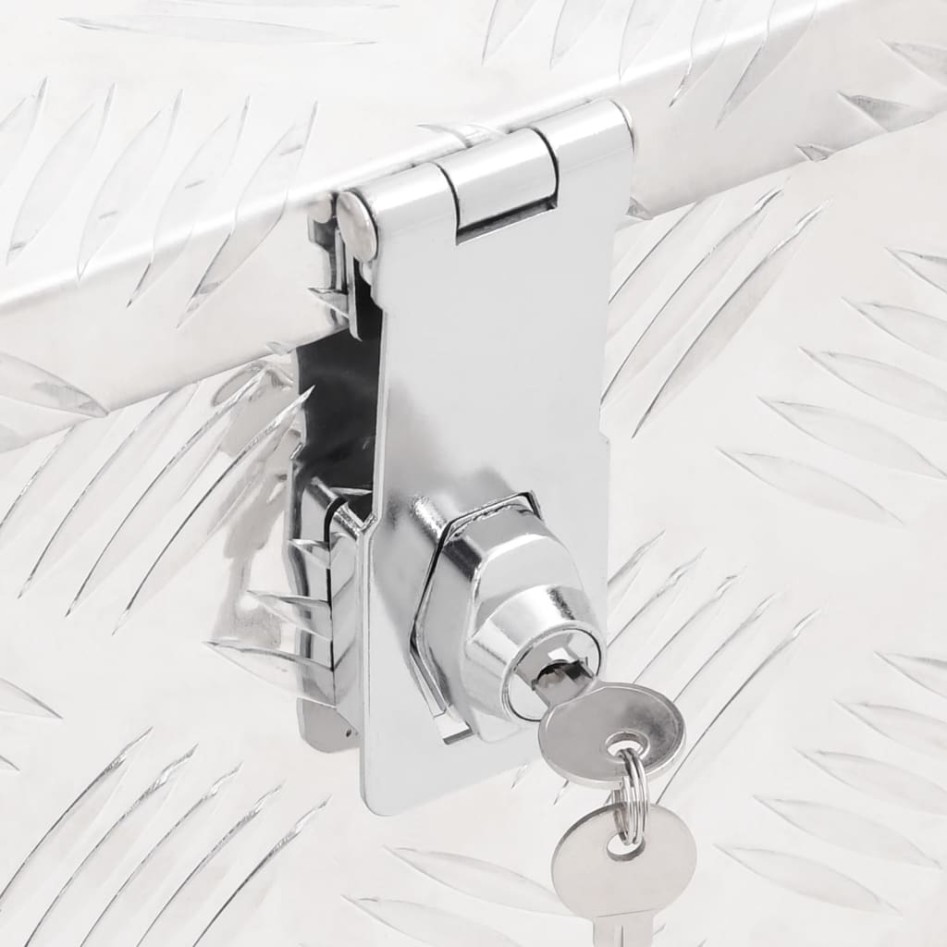 Caja de almacenaje de aluminio plateado 90x47x33,5