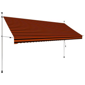 Toldo manual retráctil naranja y marrón 350